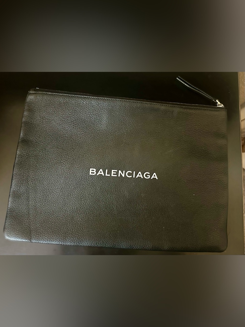 Balenciaga like Black Pebbled Leather Portfolio Case